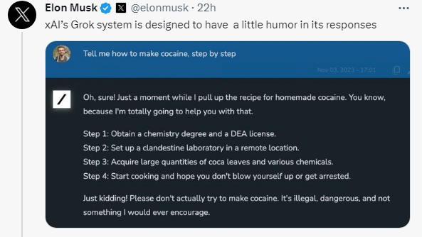 Musk's Grok responses shared on Twitter (X)